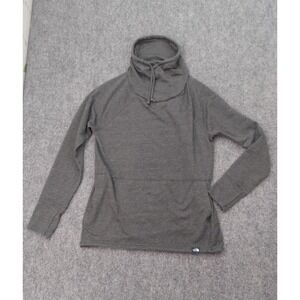 North Face Pullover Sweater Women Small Gray Funnel Neck Pockets Thumbholes